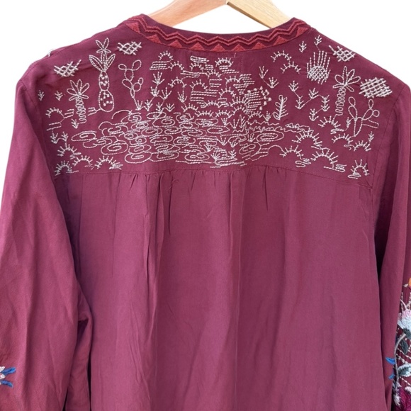 Johnny Was Silk Embroidered Blouse - Picture 8 of 11
